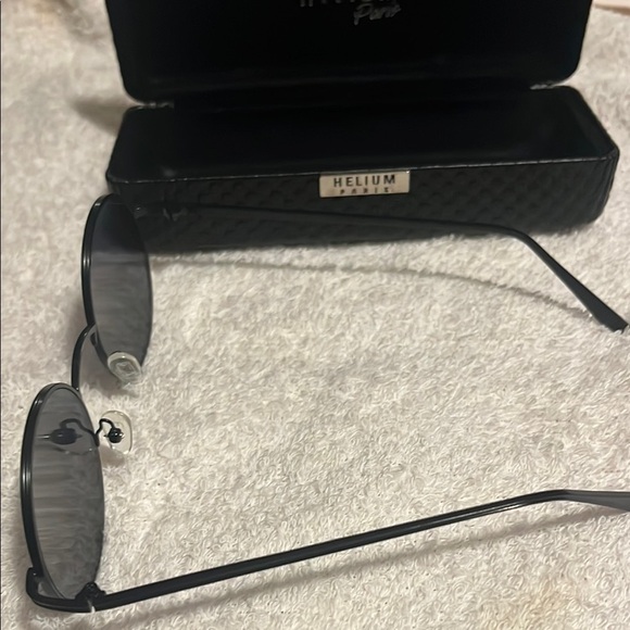 Helium Paris Round Black Sunglasses and Case - Picture 7 of 7